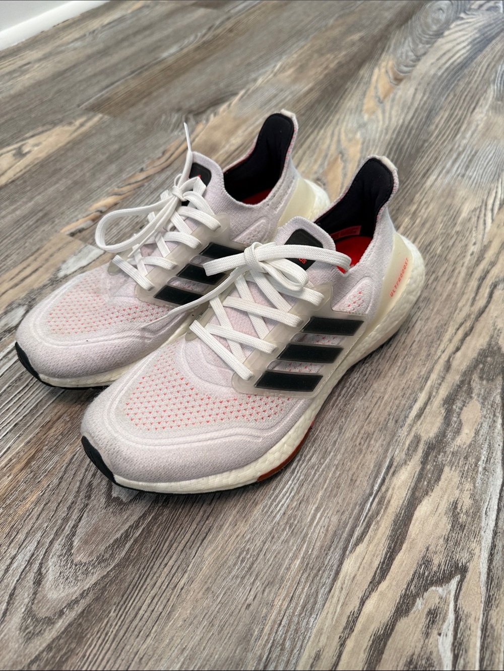 adidas Women's White & Black Running Sneakers with Subtle Pink Accents